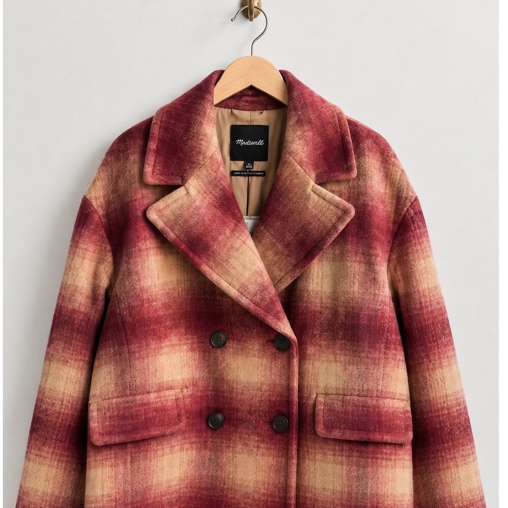 Madewell Brushed Double-Breasted Short Coat in Dorinda Plaid Wool Alpaca NWT - Picture 3 of 10